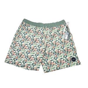 Fish Hippie Co. Meridian Volley Swim Shorts Tropical Palm-Mens XXL- NWT MSRP $85